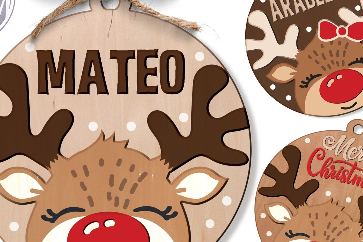 Intra απο ξύλο plywood 3mm-4mm πάχος – Αρχείο 3dOrnaments Reindeer Δίασταση  20x20 cm INTRAFABR-108682098