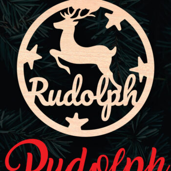 Intra απο ξύλο plywood 3mm-4mm πάχος – Χριστουγεννιάτικο στολίδι με τάρανδο Rudolph Δίασταση  20x20 cm INTRAFABR-6096166 - Image 1