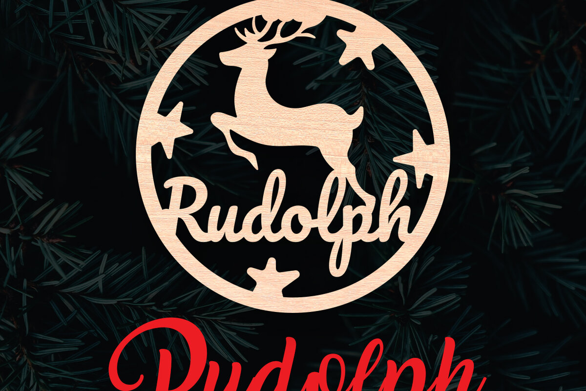 Intra απο ξύλο plywood 3mm-4mm πάχος – Χριστουγεννιάτικο στολίδι με τάρανδο Rudolph Δίασταση  20x20 cm INTRAFABR-6096166