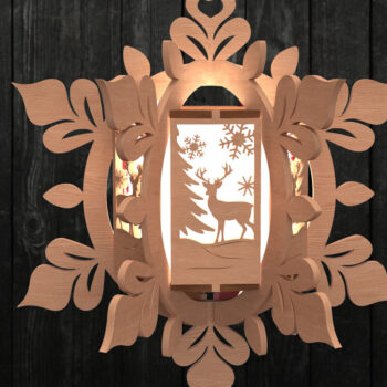 Intra απο ξύλο plywood 3mm-4mm πάχος – Reindeer Snowflake Lantern Δίασταση  20x20 cm INTRAFABR-111000707 - Image 1