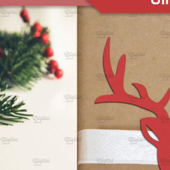 Intra απο ξύλο plywood 3mm-4mm πάχος – Τάρανδος. Χαρτί δώρου με κορδέλα Χριστουγέννων Δίασταση  20x20 cm INTRAFABR-83089108 - Image 1