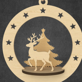 Intra απο ξύλο plywood 3mm-4mm πάχος – Χριστουγεννιάτικο στολίδι με τάρανδο & δέντρο Δίασταση  20x20 cm INTRAFABR-109143518 - Image 1