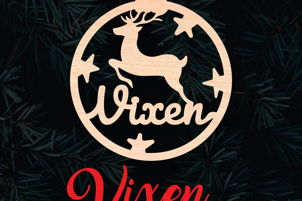 Intra απο ξύλο plywood 3mm-4mm πάχος – Χριστουγεννιάτικο στολίδι Reindeer Vixen Δίασταση  20x20 cm INTRAFABR-6096182