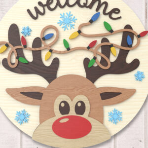 Intra απο ξύλο plywood 3mm-4mm πάχος – Χριστουγεννιάτικη πινακίδα καλωσορίσματος τάρανδων Δίασταση  20x20 cm INTRAFABR-106435035