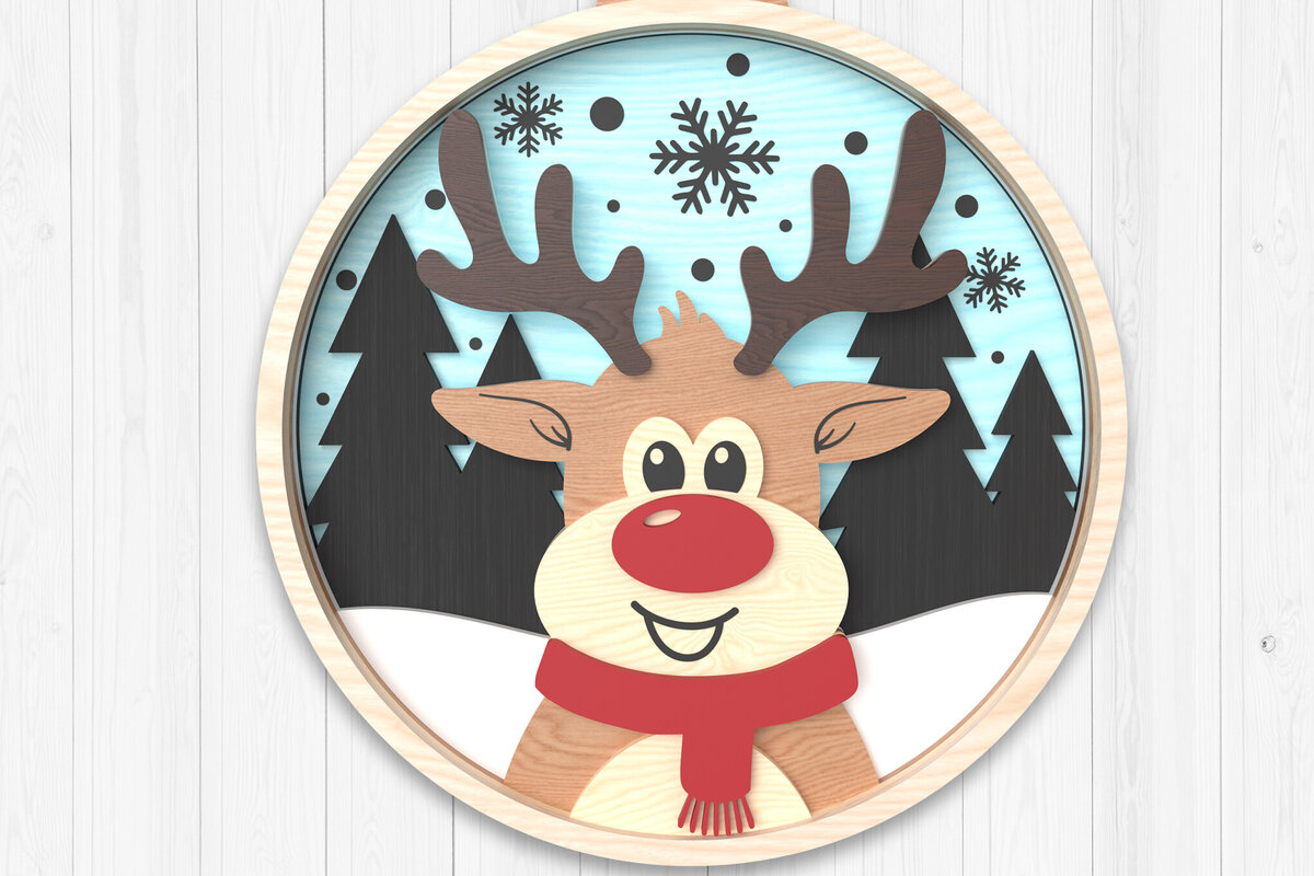 Intra απο ξύλο plywood 3mm-4mm πάχος – Χειμερινό στολίδι ΤΑΡΑΝΔΩΝ Κοπή λέιζερ Δίασταση  20x20 cm INTRAFABR-106511711