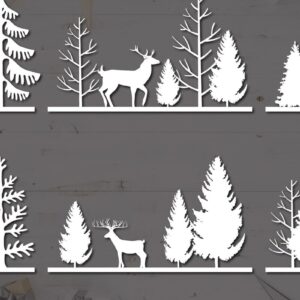 Intra απο ξύλο plywood 3mm-4mm πάχος – Χριστουγεννιάτικη δέσμη χειμερινών ταράνδων Δίασταση  20x20 cm INTRAFABR-37685766