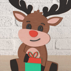 Intra απο ξύλο plywood 3mm-4mm πάχος – Τάρανδος με Δώρο Διακόσμηση Κοπή Laser Δίασταση  20x20 cm INTRAFABR-107818534