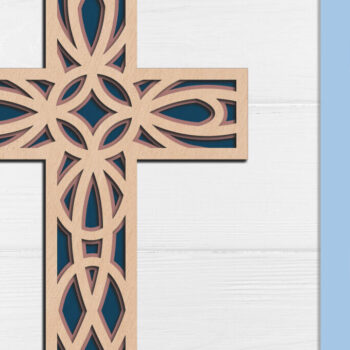 Intra απο ξύλο plywood 3mm-4mm πάχος – Θρησκευτικός Σταυρός 3d Layered Δίασταση  20x20 cm INTRAFABR-118477919 - Image 1