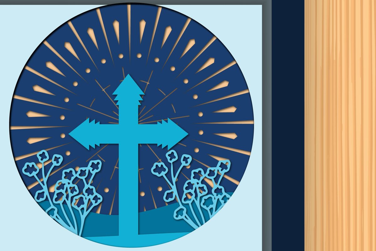 Intra απο ξύλο plywood 3mm-4mm πάχος – Θρησκευτικό διασταυρούμενο σκιερό κουτί με πολλαπλές πίστες Δίασταση  20x20 cm INTRAFABR-34915237