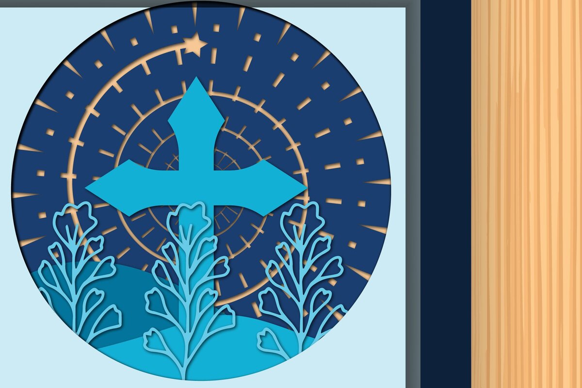 Intra απο ξύλο plywood 3mm-4mm πάχος – Θρησκευτικό διασταυρούμενο σκιερό κουτί με πολλαπλές πίστες Δίασταση  20x20 cm INTRAFABR-34915313