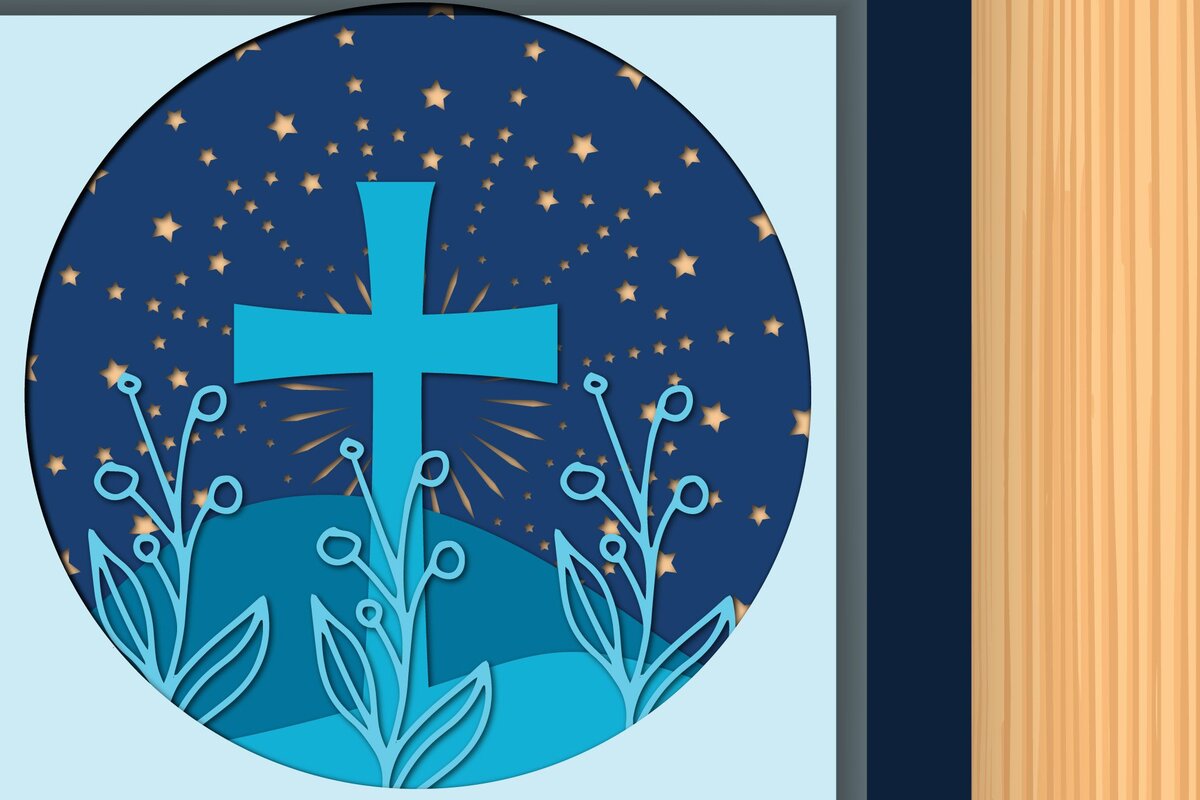 Intra απο ξύλο plywood 3mm-4mm πάχος – Θρησκευτικό διασταυρούμενο σκιερό κουτί με πολλαπλές πίστες Δίασταση  20x20 cm INTRAFABR-34915187