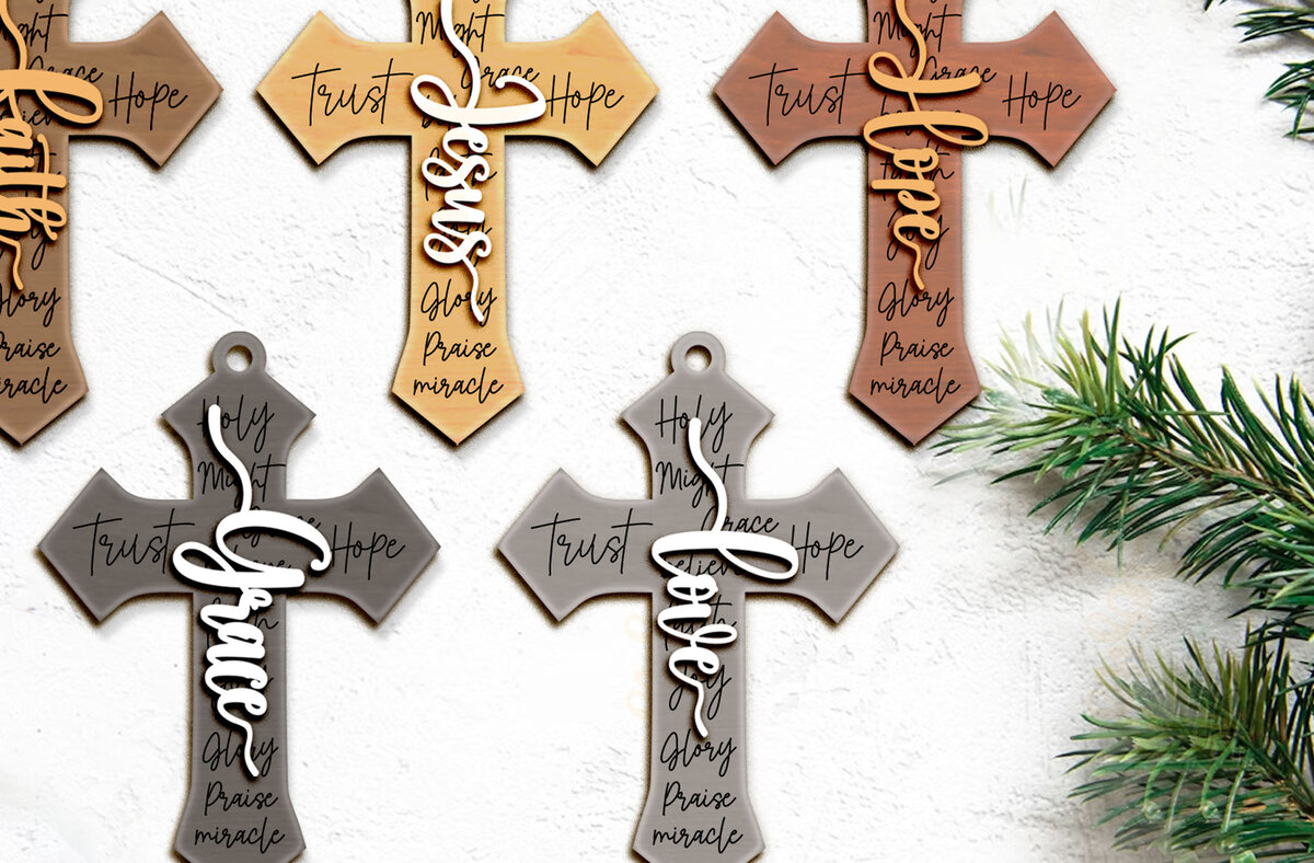 Intra απο ξύλο plywood 3mm-4mm πάχος –  θρησκευτικού σταυρού σκουλαρίκια στολίδι Δίασταση  5x5 cm INTRAFABR-102142677