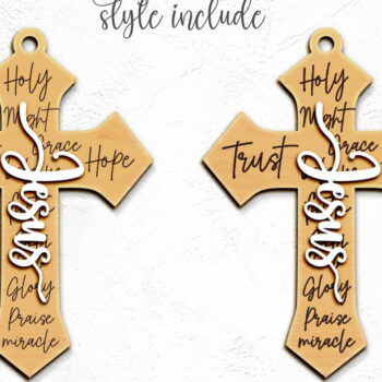 Intra απο ξύλο plywood 3mm-4mm πάχος –  θρησκευτικού σταυρού σκουλαρίκια στολίδι Δίασταση  5x5 cm INTRAFABR-102142677 - Image 2