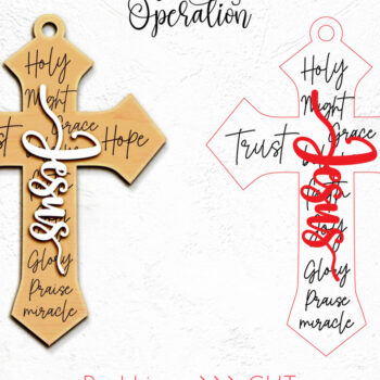 Intra απο ξύλο plywood 3mm-4mm πάχος –  θρησκευτικού σταυρού σκουλαρίκια στολίδι Δίασταση  5x5 cm INTRAFABR-102142677 - Image 3