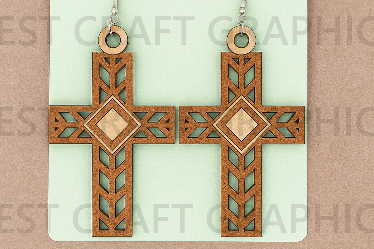Intra απο ξύλο plywood 3mm-4mm πάχος – Θρησκευτικά σκουλαρίκια για γυναίκες Δίασταση  5x5 cm INTRAFABR-124747893