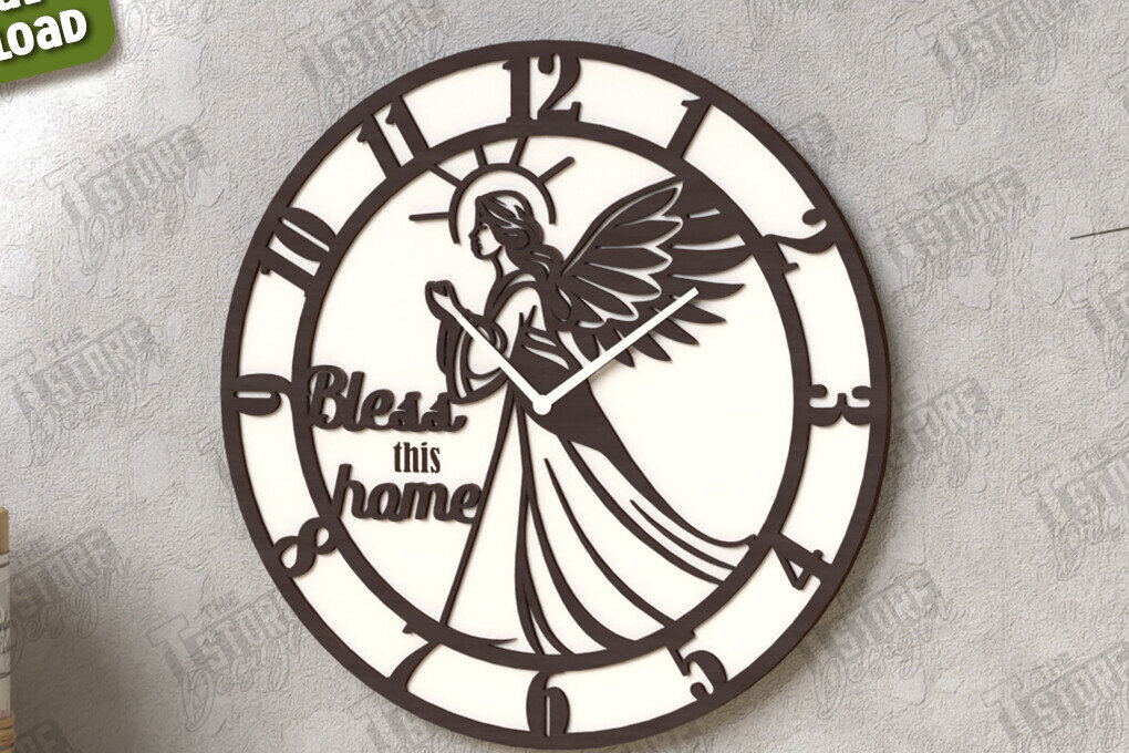 Intra απο ξύλο plywood 3mm-4mm πάχος – Θρησκευτικό ρολόι τοίχου | CNC Δίασταση  40x30 cm INTRAFABR-123825445