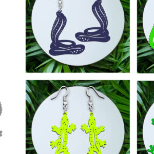 Intra απο ξύλο plywood 3mm-4mm πάχος – Σετ κοπής λέιζερ σκουλαρίκια ερπετών ζώων Δίασταση  5x5 cm INTRAFABR-120639306