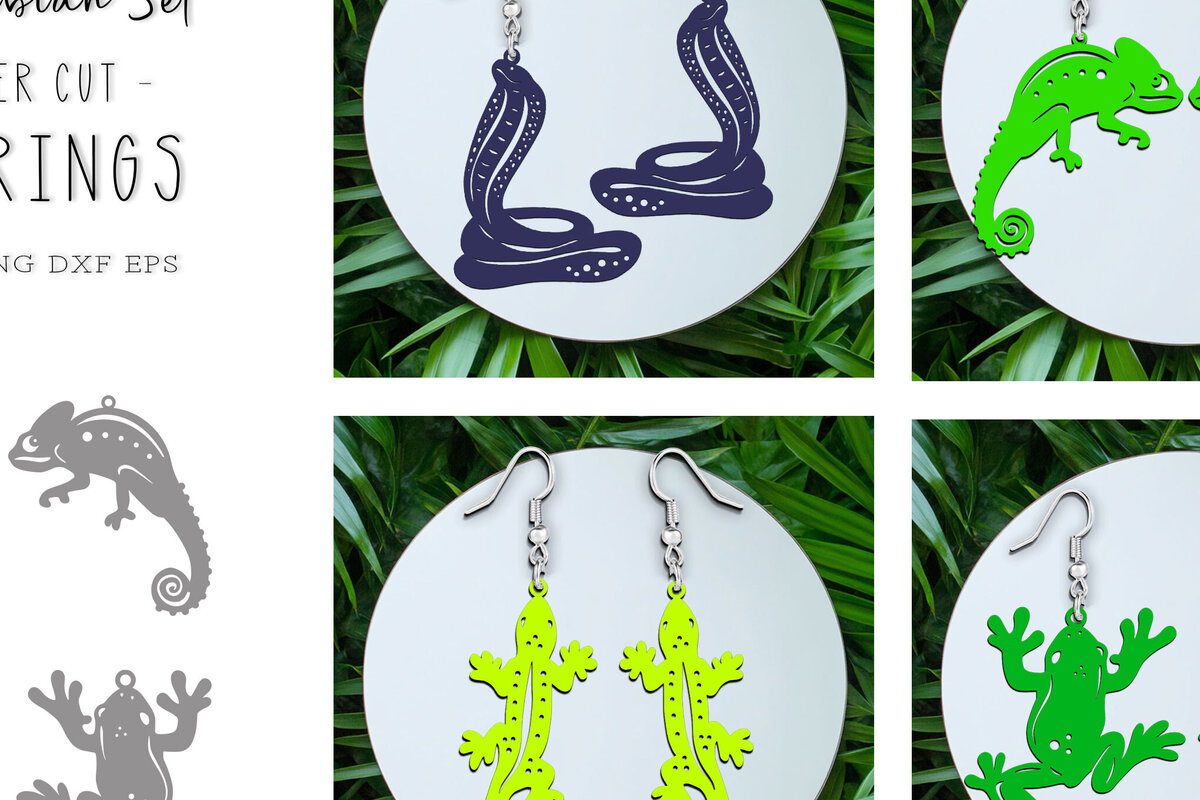 Intra απο ξύλο plywood 3mm-4mm πάχος – Σετ κοπής λέιζερ σκουλαρίκια ερπετών ζώων Δίασταση  5x5 cm INTRAFABR-120639306