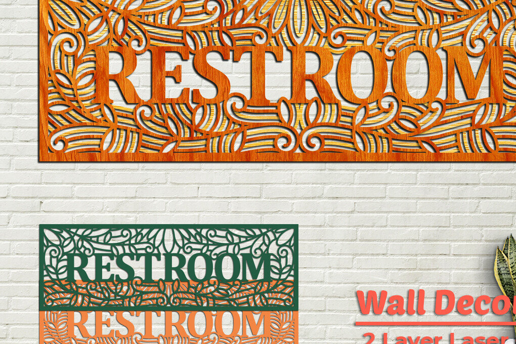 Intra απο ξύλο plywood 3mm-4mm πάχος – Επιτοίχια επιγραφή τουαλέτας - Δίασταση  20x20 cm INTRAFABR-102413216