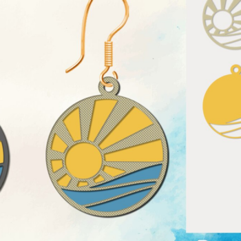 Intra απο ξύλο plywood 3mm-4mm πάχος – Καλοκαιρινό σκουλαρίκι ρετρό παραλίας Δίασταση  5x5 cm INTRAFABR-66765810 - Image 1