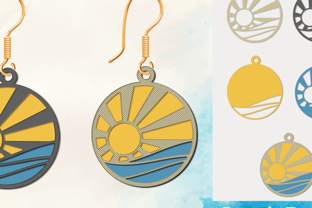 Intra απο ξύλο plywood 3mm-4mm πάχος – Καλοκαιρινό σκουλαρίκι ρετρό παραλίας Δίασταση  5x5 cm INTRAFABR-66765810