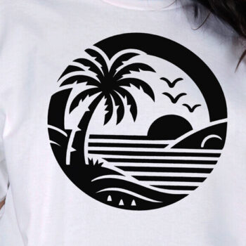 Intra απο ξύλο plywood 3mm-4mm πάχος – Πακέτο Palm Tree Retro Beach Scene Δίασταση  20x20 cm INTRAFABR-122352843 - Image 6