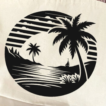 Intra απο ξύλο plywood 3mm-4mm πάχος – Πακέτο Palm Tree Retro Beach Scene Δίασταση  20x20 cm INTRAFABR-122352843 - Image 8