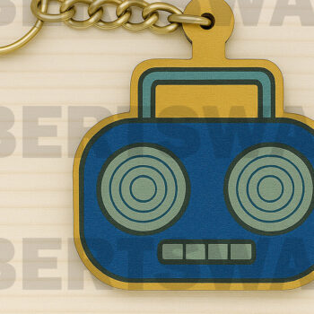 Intra απο ξύλο plywood 3mm-4mm πάχος – Retro Boombox Keychain Δίασταση  5x5 cm INTRAFABR-123125837 - Image 1