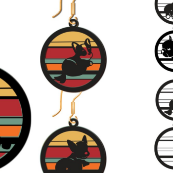 Intra απο ξύλο plywood 3mm-4mm πάχος – Ρετρό σκουλαρίκι σκυλιών Δίασταση  5x5 cm INTRAFABR-62776658 - Image 1