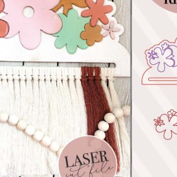 Intra απο ξύλο plywood 3mm-4mm πάχος – Retro Flower Macrame Δίασταση 20x20 cm INTRAFABR-75007914 - Image 1