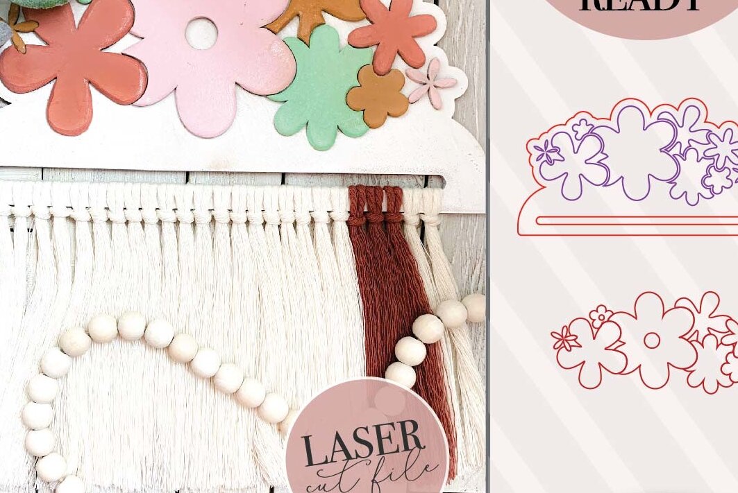 Intra απο ξύλο plywood 3mm-4mm πάχος – Retro Flower Macrame Δίασταση  20x20 cm INTRAFABR-75007914