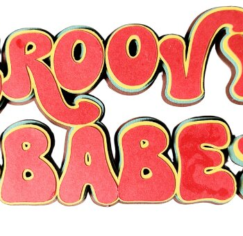 Intra απο ξύλο plywood 3mm-4mm πάχος – Ρετρό Groovy Babe Topper για κέικ Δίασταση 20x20 cm INTRAFABR-95210853 - Image 3