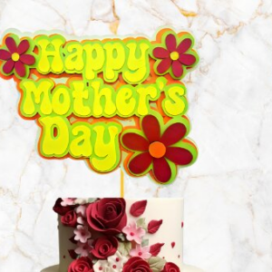 Intra απο ξύλο plywood 3mm-4mm πάχος – Retro Groovy Mothers Day Cake Topper Δίασταση 20x20 cm INTRAFABR-95210387