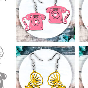 Intra απο ξύλο plywood 3mm-4mm πάχος – Retro Nostalgia EarringsSet Δίασταση 5x5 cm INTRAFABR-120977363