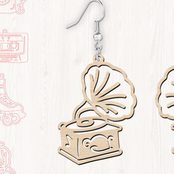 Intra απο ξύλο plywood 3mm-4mm πάχος – Retro Nostalgia EarringsSet Δίασταση 5x5 cm INTRAFABR-120977363 - Image 2