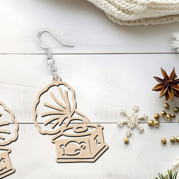 Intra απο ξύλο plywood 3mm-4mm πάχος – Retro Nostalgia EarringsSet Δίασταση 5x5 cm INTRAFABR-120977363 - Image 3