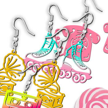 Intra απο ξύλο plywood 3mm-4mm πάχος – Retro Nostalgia EarringsSet Δίασταση 5x5 cm INTRAFABR-120977363 - Image 4