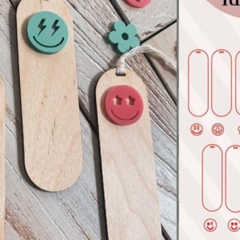 Intra απο ξύλο plywood 3mm-4mm πάχος – Retro Smiley Bookmarks Δίασταση 20x20 cm INTRAFABR-71616603 - Image 4