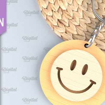 Intra απο ξύλο plywood 3mm-4mm πάχος – Retro Smiley Μπρελόκ με λέιζερ Δίασταση 5x5 cm INTRAFABR-89119044 - Image 1