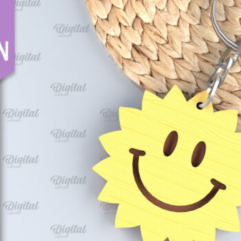 Intra απο ξύλο plywood 3mm-4mm πάχος – Retro Smiley Μπρελόκ με λέιζερ Δίασταση 5x5 cm INTRAFABR-89119655 - Image 1