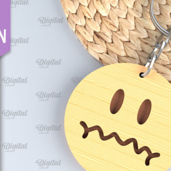 Intra απο ξύλο plywood 3mm-4mm πάχος – Retro Smiley Μπρελόκ με λέιζερ Δίασταση 5x5 cm INTRAFABR-89119733 - Image 1