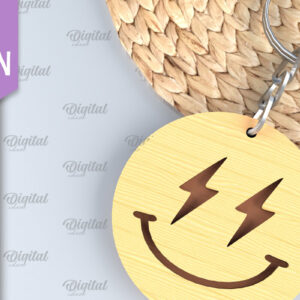 Intra απο ξύλο plywood 3mm-4mm πάχος – Retro Smiley Μπρελόκ με λέιζερ Δίασταση 5x5 cm INTRAFABR-89119841
