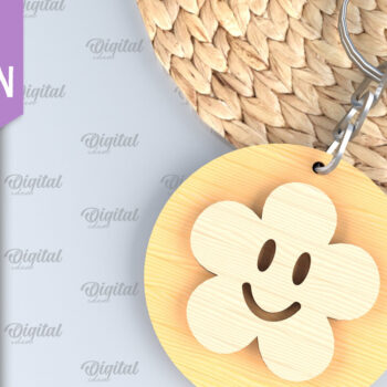 Intra απο ξύλο plywood 3mm-4mm πάχος – Πακέτο κοπής λέιζερ με μπρελόκ ρετρό Smiley Δίασταση 5x5 cm INTRAFABR-89181949 - Image 5