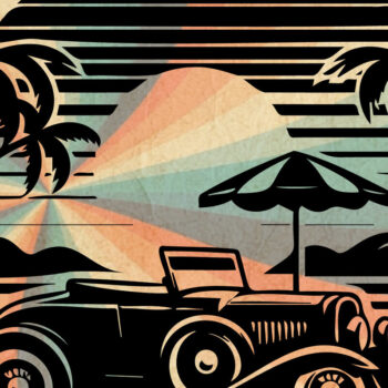 Intra απο ξύλο plywood 3mm-4mm πάχος – Ρετρό Summer Beach Classic Car-v3 Δίασταση 20x20 cm INTRAFABR-117306704 - Image 1