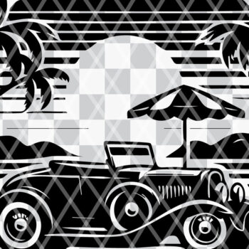 Intra απο ξύλο plywood 3mm-4mm πάχος – Ρετρό Summer Beach Classic Car-v3 Δίασταση 20x20 cm INTRAFABR-117306704 - Image 2