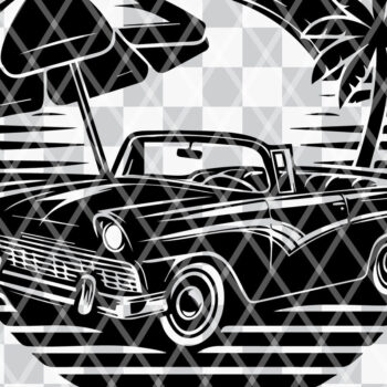 Intra απο ξύλο plywood 3mm-4mm πάχος – Retro Summer Beach Classic Car-v6 Δίασταση  20x20 cm INTRAFABR-117353388 - Image 2