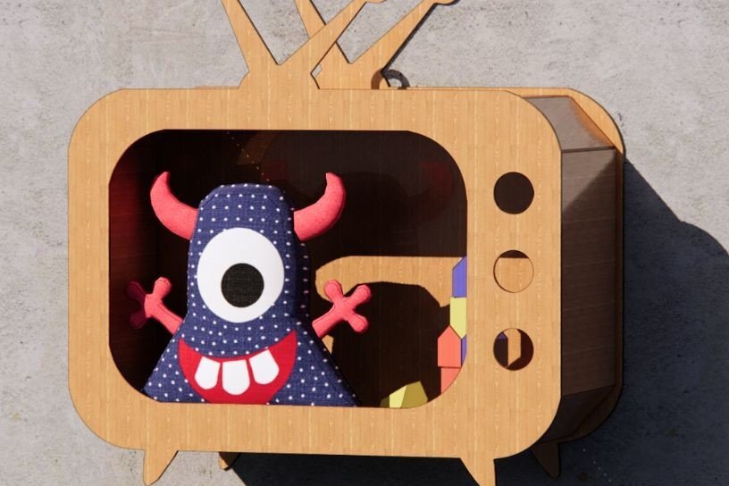 Intra απο ξύλο plywood 3mm-4mm πάχος – Ρετρό ράφι τηλεόρασης Δίασταση  20x20 cm INTRAFABR-36511073