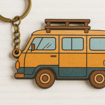 Intra απο ξύλο plywood 3mm-4mm πάχος – Ρετρό Βαν Μπρελόκ Δίασταση  5x5 cm INTRAFABR-120685232 - Image 1