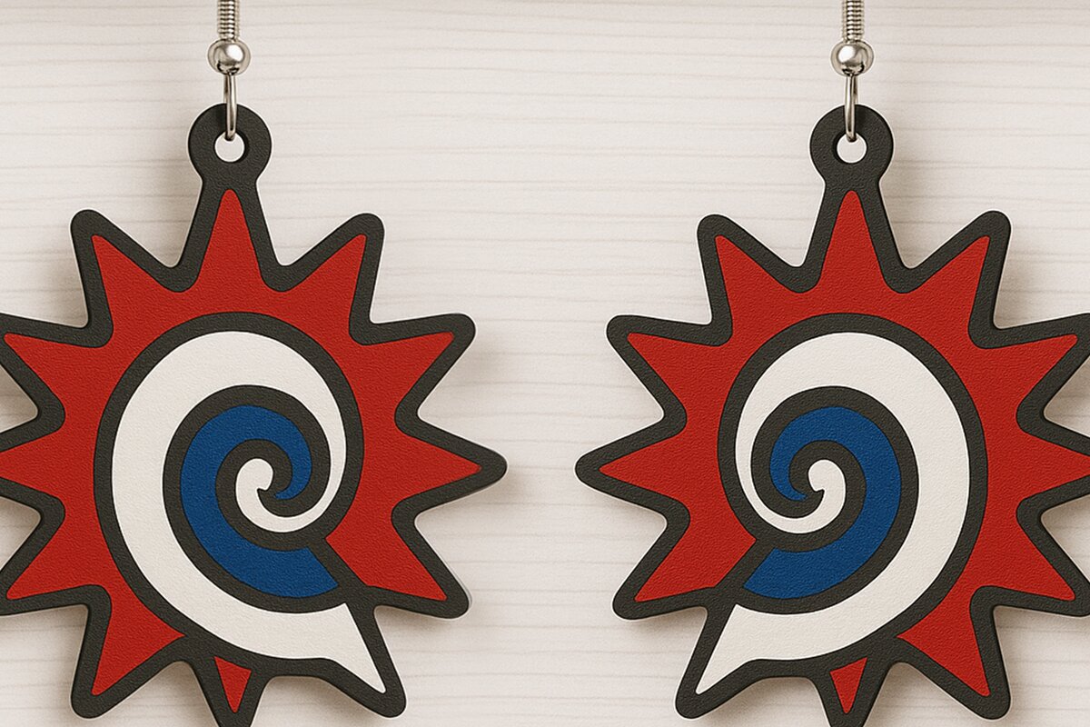 Intra απο ξύλο plywood 3mm-4mm πάχος – Reverse Sun Swirl Σκουλαρίκια Δίασταση  5x5 cm INTRAFABR-123011779