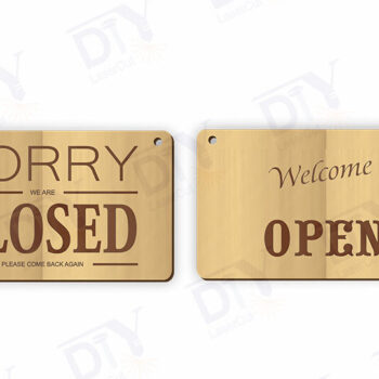 Intra απο ξύλο plywood 3mm-4mm πάχος – Αναστρέψιμη πινακίδα ανοιχτής/κλειστής πόρτας Δίασταση  20x20 cm INTRAFABR-118281226 - Image 2